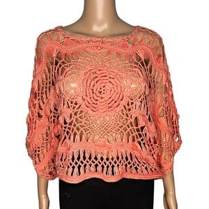 Arden B Women crotchet knit short sleeve top/cover up size S